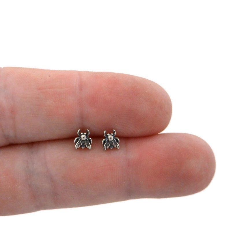 Tiny Fly Insect Sterling Silver Earrings, Fly Earrings, Insect Earrings, Tiny Studs, Insect Studs, Sterling Earring, Fly Studs