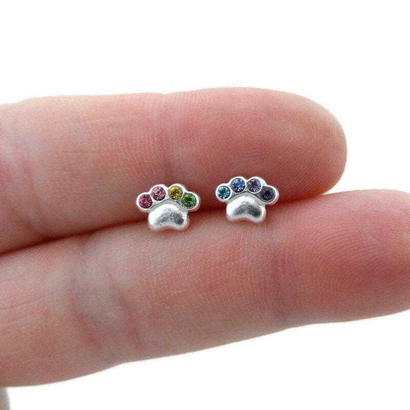 Dog Paw Earrings in Sterling Silver