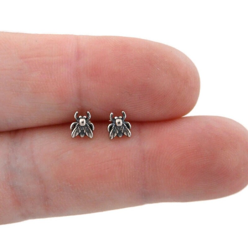 Tiny Fly Insect Sterling Silver Earrings, Fly Earrings, Insect Earrings, Tiny Studs, Insect Studs, Sterling Earring, Fly Studs