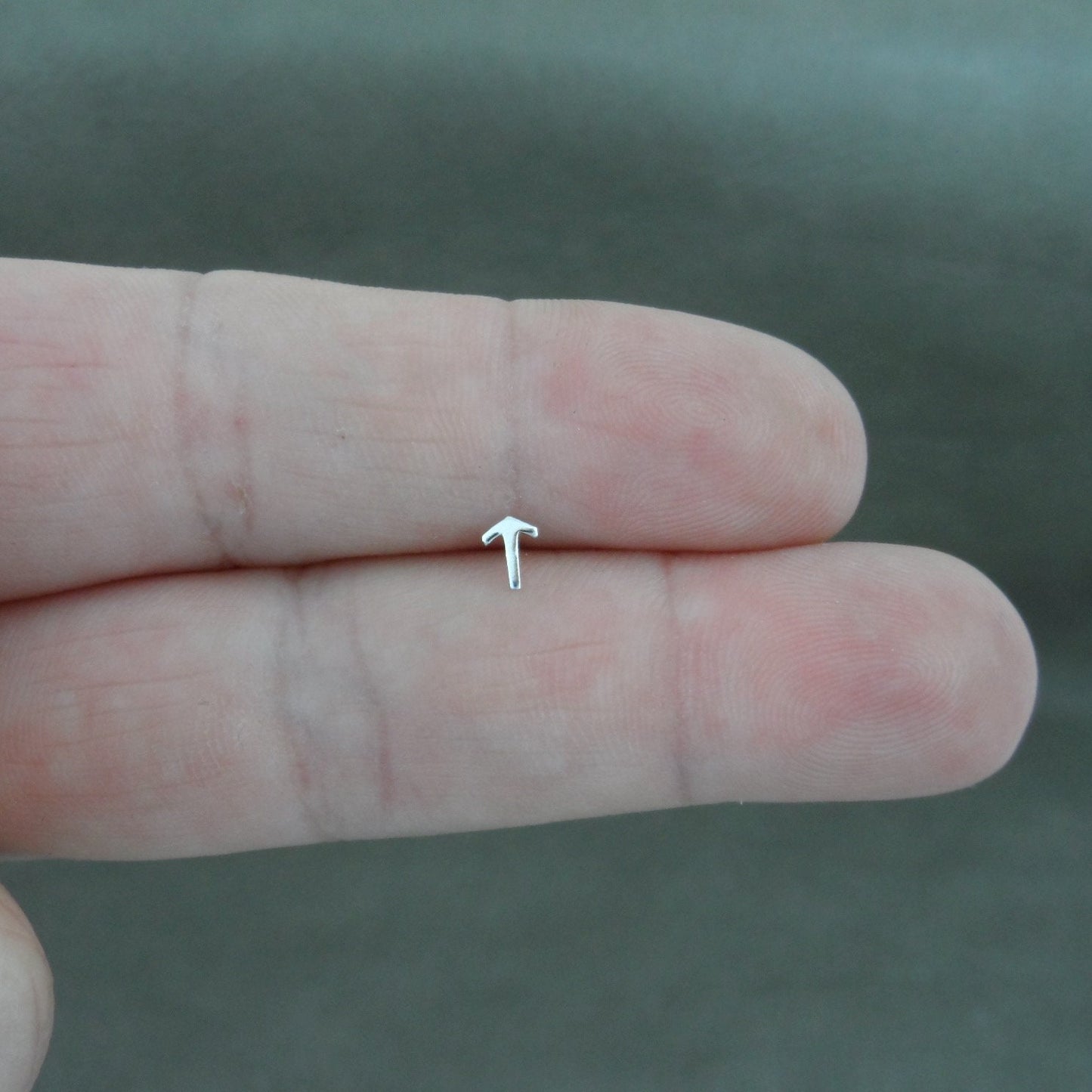 Tiny Tiwaz Rune Nose Stud in Sterling Silver, Tiwaz Jewelry, Viking Jewelry, Rune Nose Stud, Rune Jewelry, Tiny Nose Stud, Body Piercing