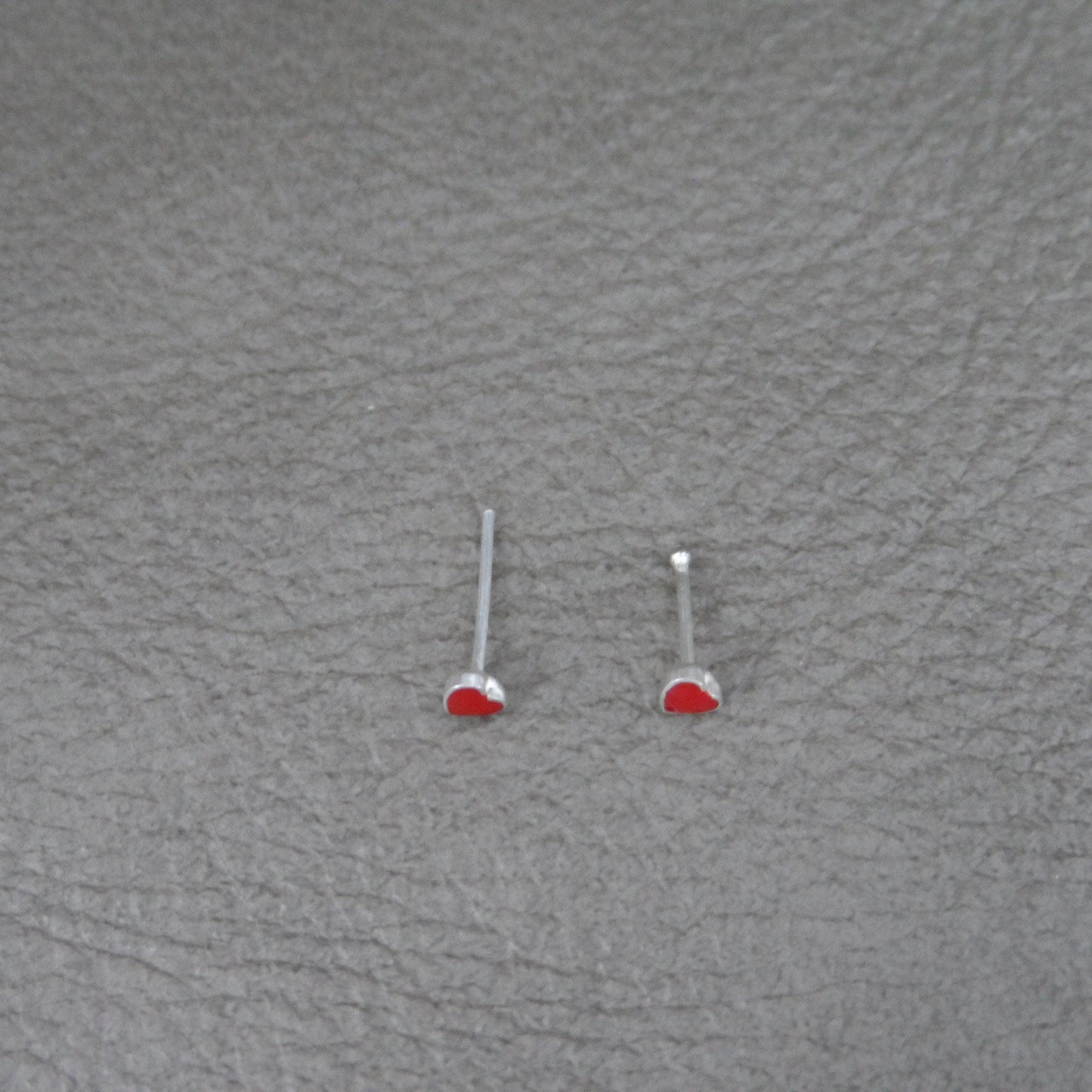 Tiny Red Heart Nose Stud in Sterling Silver, Heart Nose Stud, Tiny Heart Jewelry, Silver Nose Stud, Tiny Nose Stud, Body Piercing