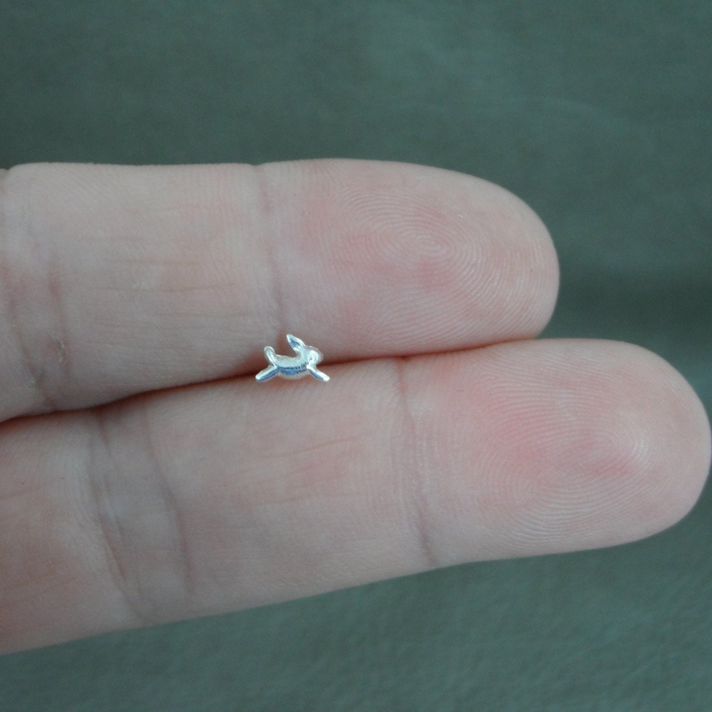 Tiny Rabbit Nose Stud in Sterling Silver, Bunny Nose Stud, Silver Rabbit Nose Stud, Multiple Piercings, Tiny Nose Stud, Body Jewelry