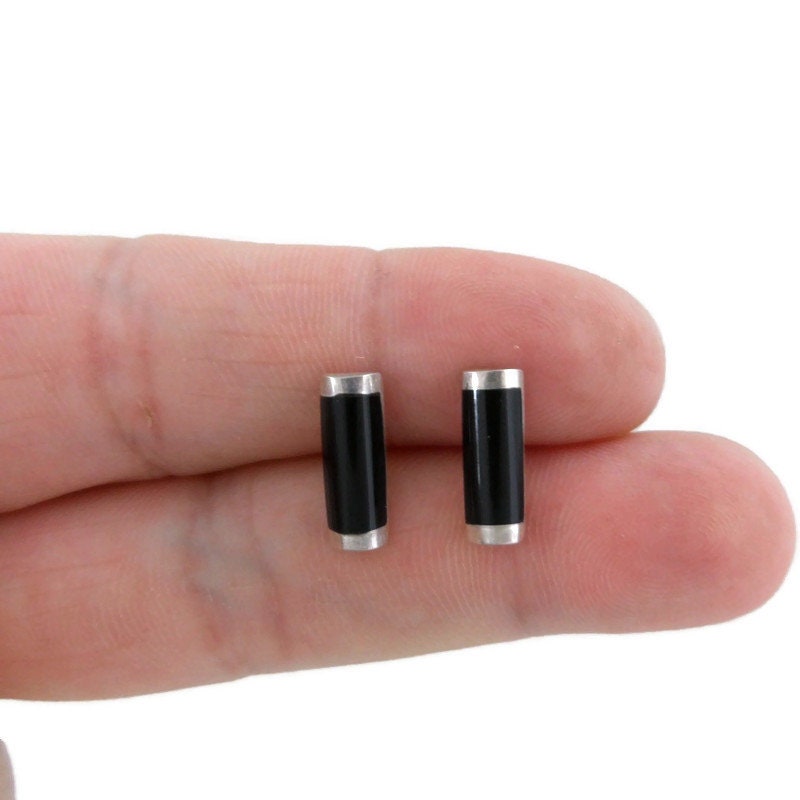 Onyx Bar Earrings in Sterling Silver