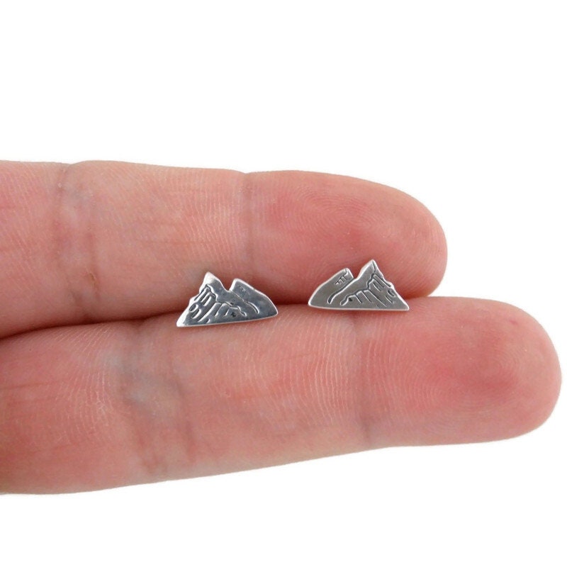 Mountain Earrings in Sterling Silver-Etched