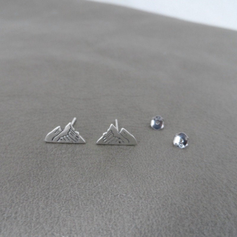 Mountain Earrings in Sterling Silver-Etched