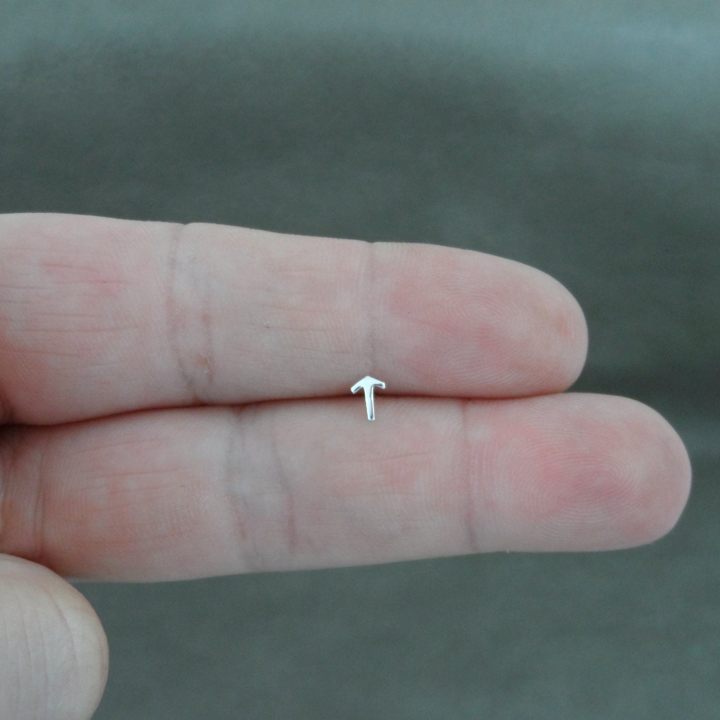 Tiny Tiwaz Rune Nose Stud in Sterling Silver, Tiwaz Jewelry, Viking Jewelry, Rune Nose Stud, Rune Jewelry, Tiny Nose Stud, Body Piercing