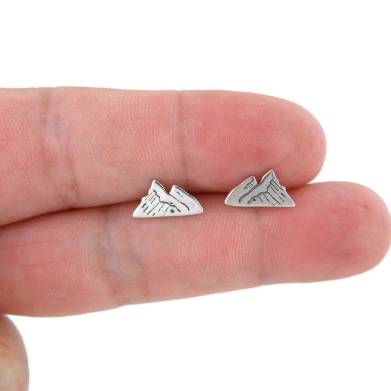 Mountain Earrings in Sterling Silver-Etched