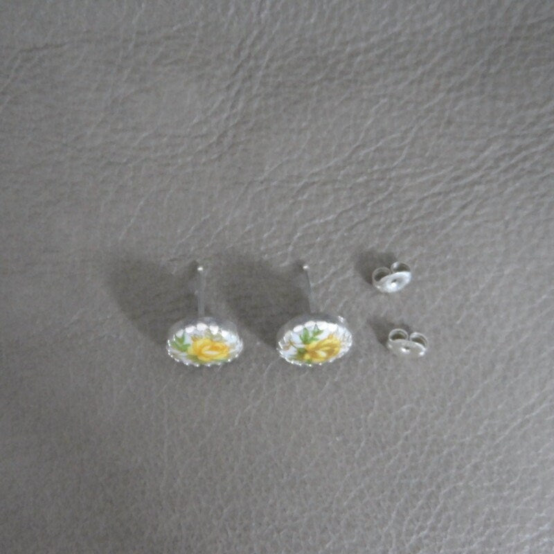 Flower Earrings in Sterling Silver-Porcelain