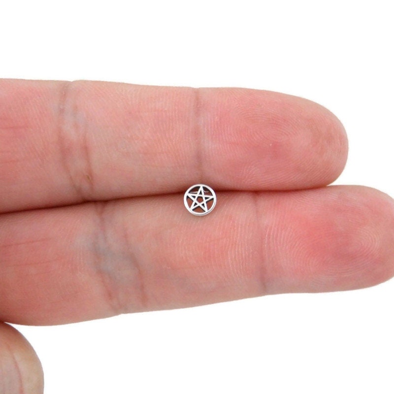 SINGLE Pentagram Earring in Sterling Silver