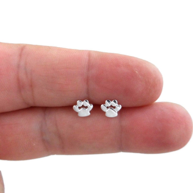 Dog Paw Earrings in Sterling Silver