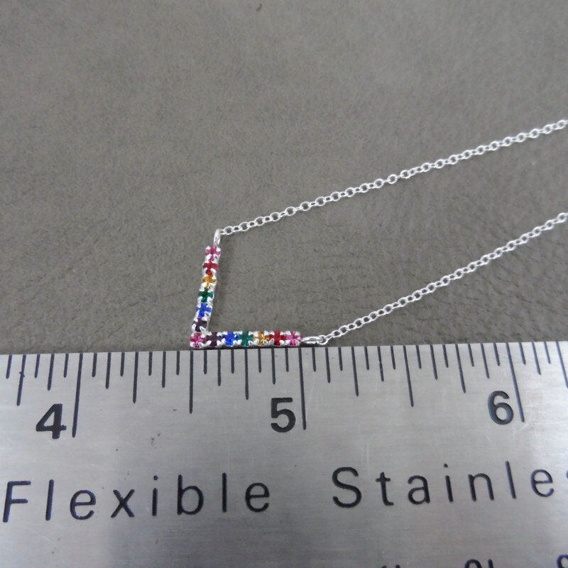 Rainbow Chevron Necklace in Sterling Silver