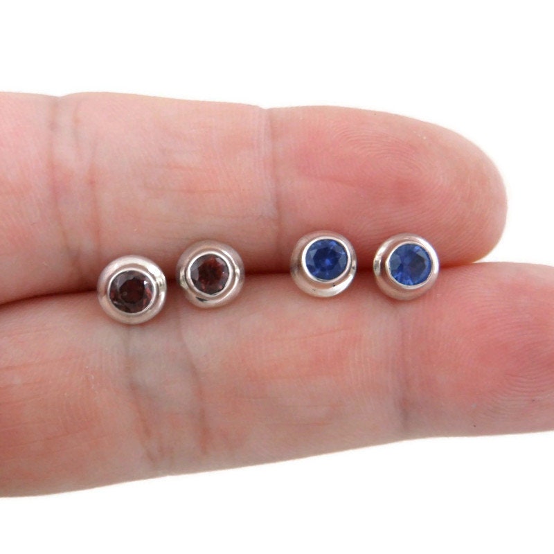 Genuine Gemstone Earrings in Sterling Silver