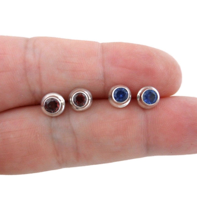 Genuine Gemstone Earrings in Sterling Silver