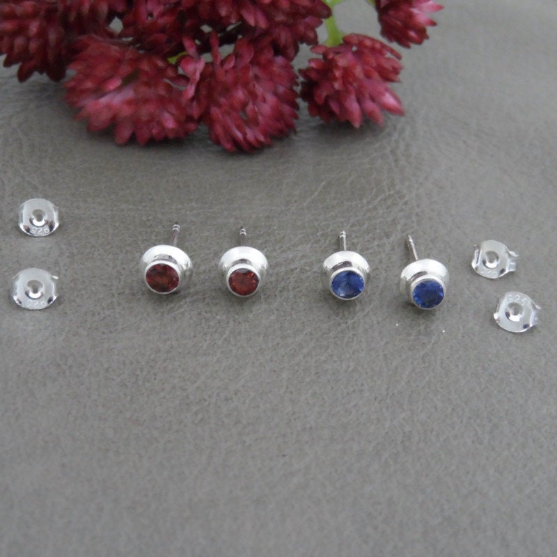 Genuine Gemstone Earrings in Sterling Silver