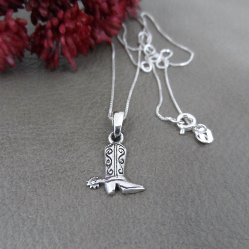 Cowboy Boot Necklace in Sterling Silver