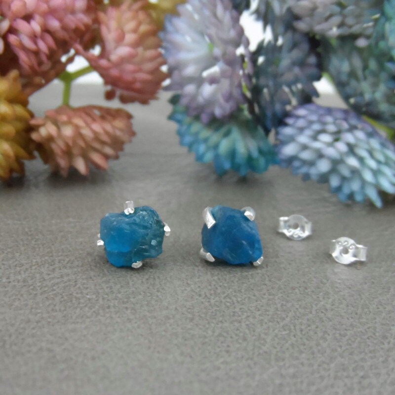 Blue Raw Apatite Earrings