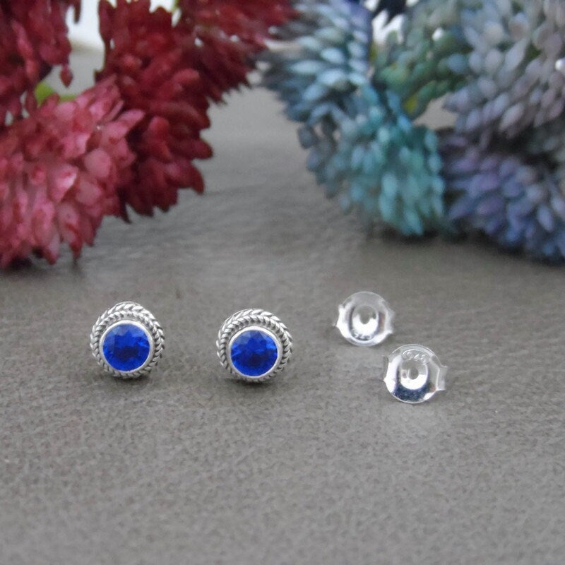 Sapphire Earrings in Sterling Silver