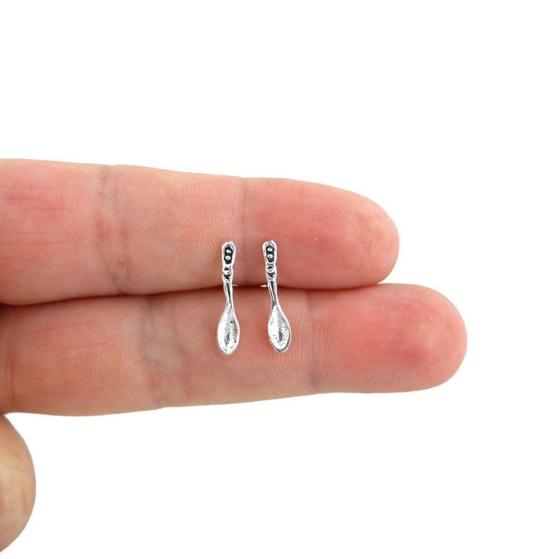 Tiny Spoon Earrings in Sterling Silver, Spoon Silver Earrings, Cutlery Studs, Spoon Studs, Cutlery Earrings, Dainty Earrings, Chef Gift