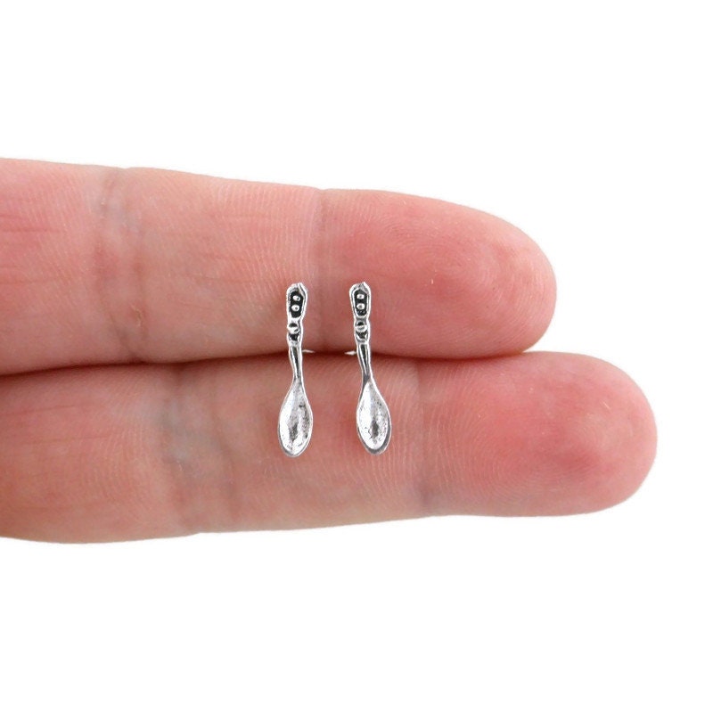 Tiny Spoon Earrings in Sterling Silver, Spoon Silver Earrings, Cutlery Studs, Spoon Studs, Cutlery Earrings, Dainty Earrings, Chef Gift