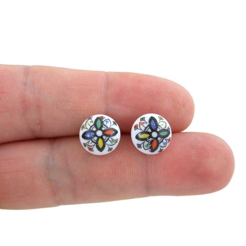 Flower Deco Earrings in Sterling Silver