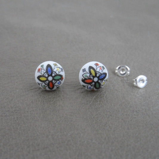 Flower Deco Earrings in Sterling Silver