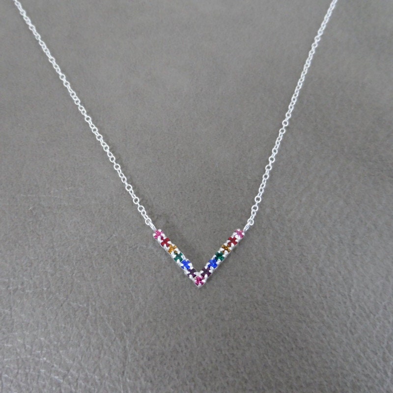 Rainbow Chevron Necklace in Sterling Silver