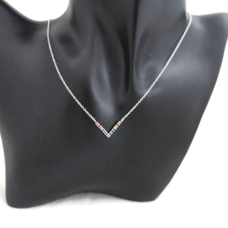 Rainbow Chevron Necklace in Sterling Silver