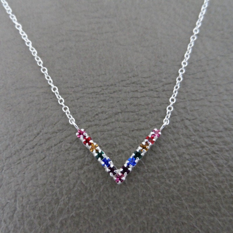 Rainbow Chevron Necklace in Sterling Silver