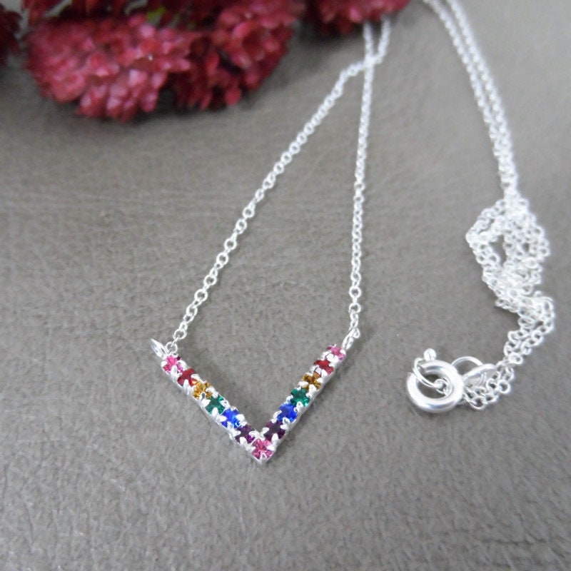 Rainbow Chevron Necklace in Sterling Silver