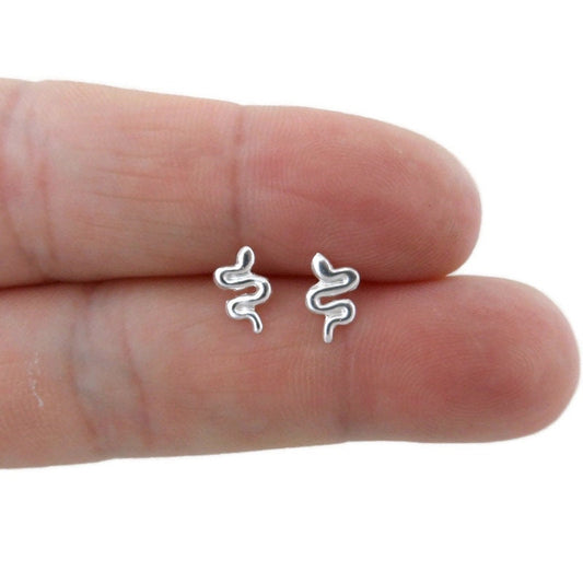 Tiny Snake Earrings in Sterling Silver, Tiny Snake Earrings, Tiny Snake Studs, Cartilage Studs, Silver Snake Earrings, Tiny Snake Studs