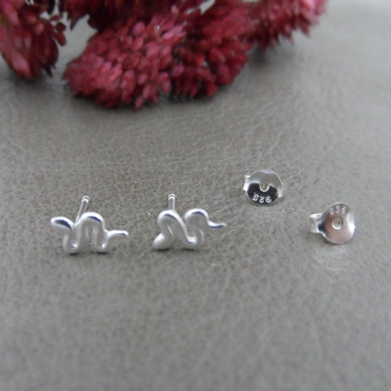 Tiny Snake Earrings in Sterling Silver, Tiny Snake Earrings, Tiny Snake Studs, Cartilage Studs, Silver Snake Earrings, Tiny Snake Studs