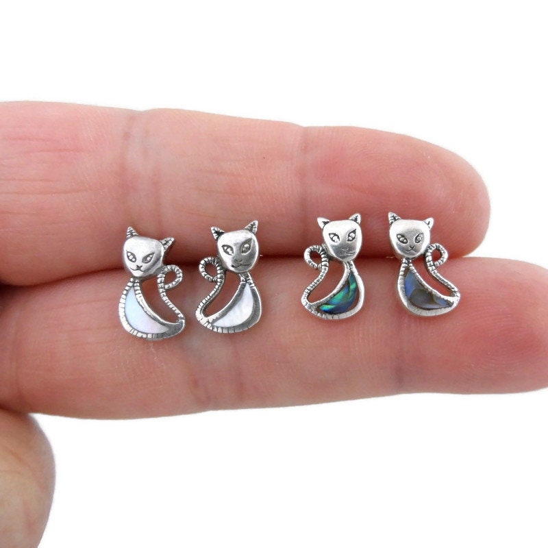 Cat Earrings-Mother of Pear or Paua Shell