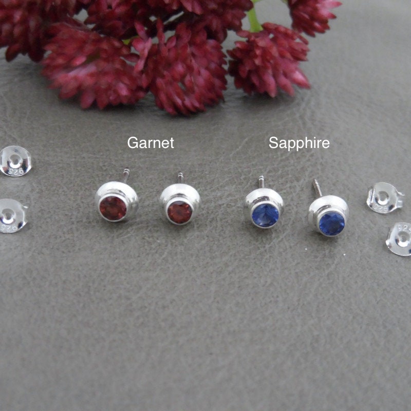 Genuine Gemstone Earrings in Sterling Silver