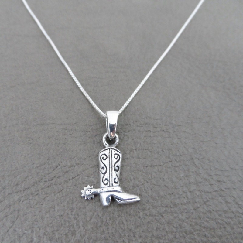 Cowboy Boot Necklace in Sterling Silver