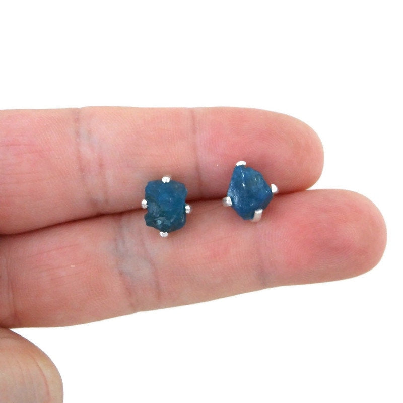 Blue Raw Apatite Earrings