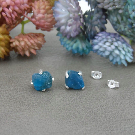 Blue Raw Apatite Earrings