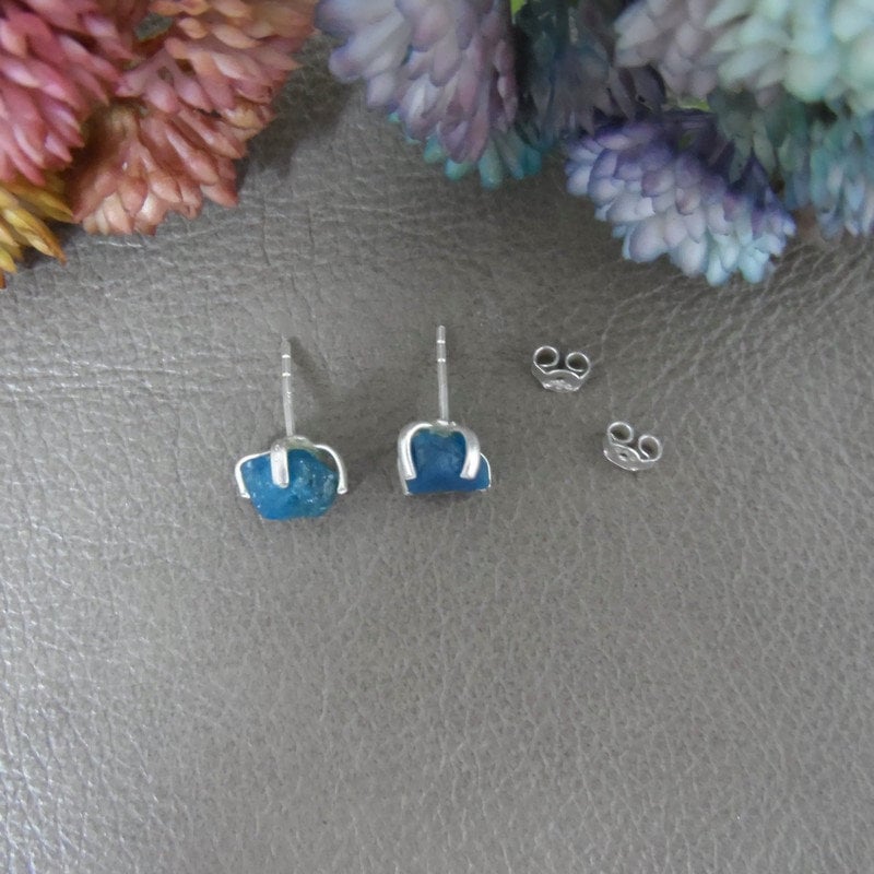 Blue Raw Apatite Earrings