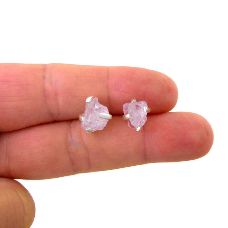 Rose Quartz Raw Sterling Silver Earrings