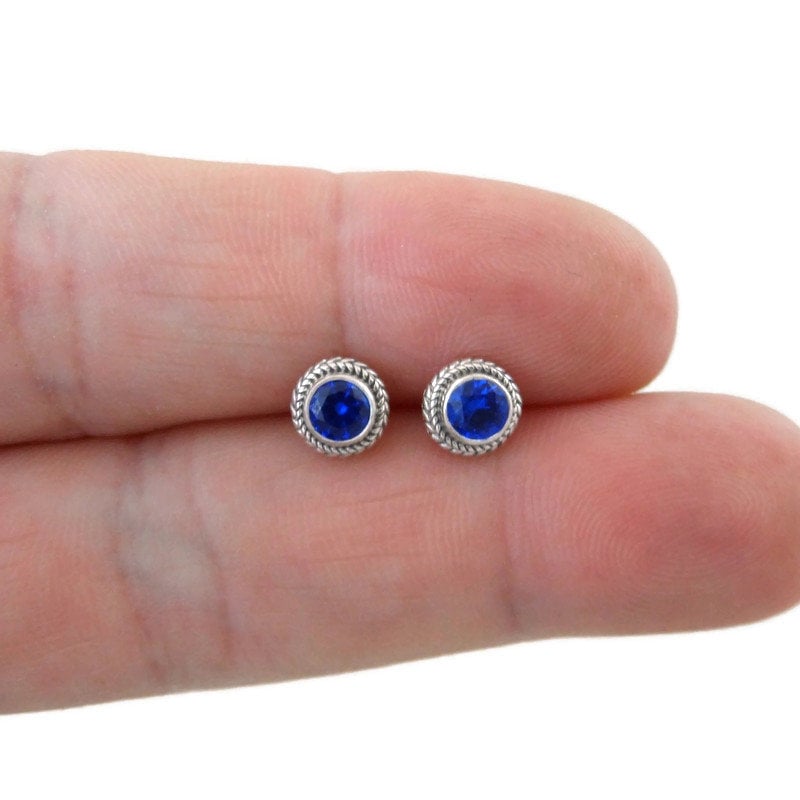 Sapphire Earrings in Sterling Silver