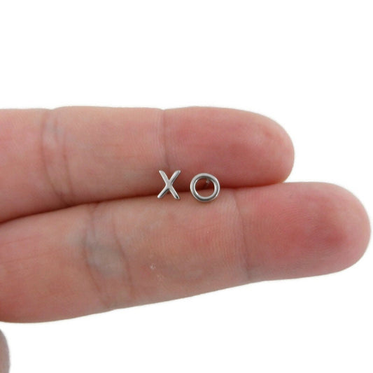 XO Earrings in Sterling Silver, XO Stud Earrings, Tiny X Earrings, Hugs and Kisses Earrings, Everyday Earrings, Dainty Earrings