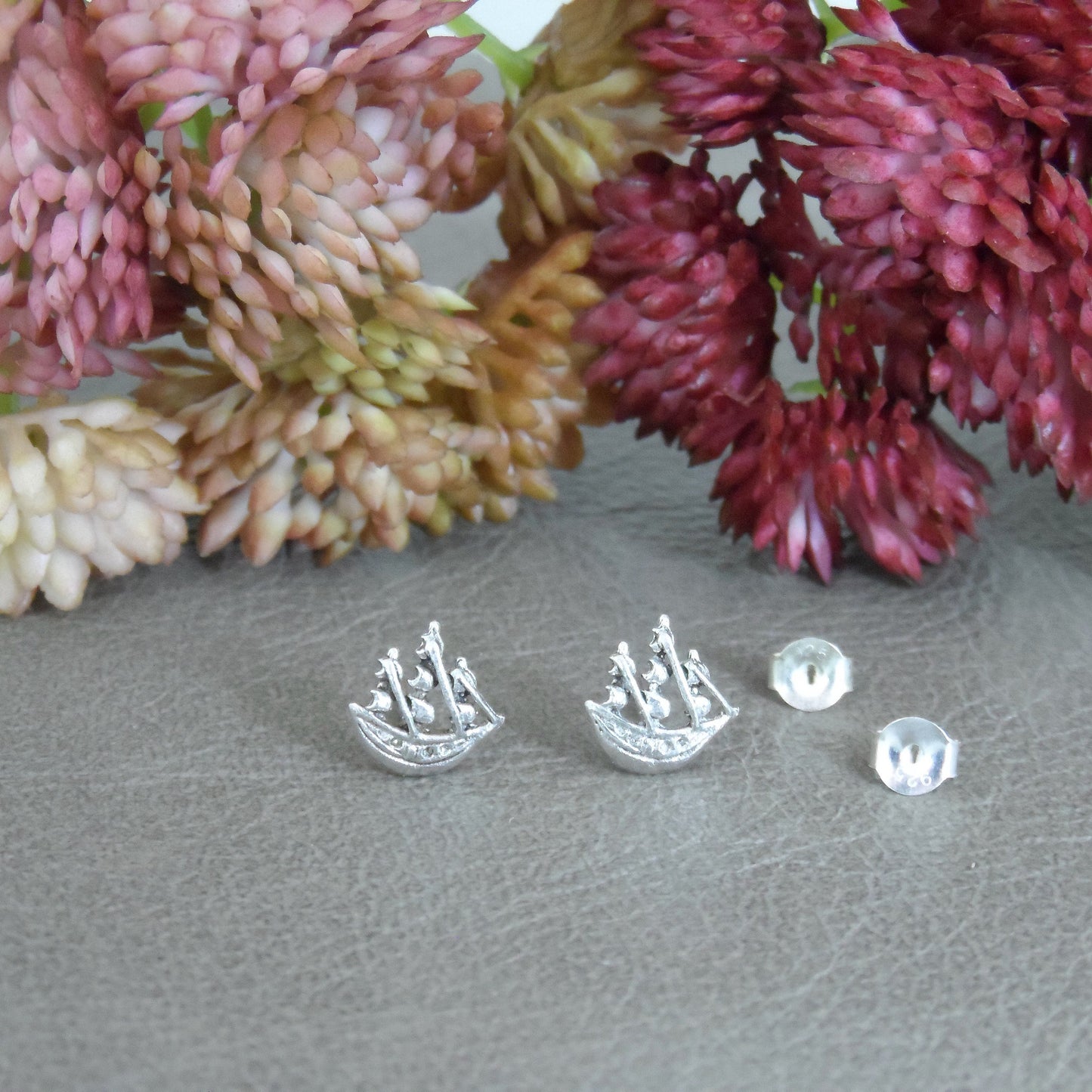 Pirate Ship Earrings in Sterling Silve