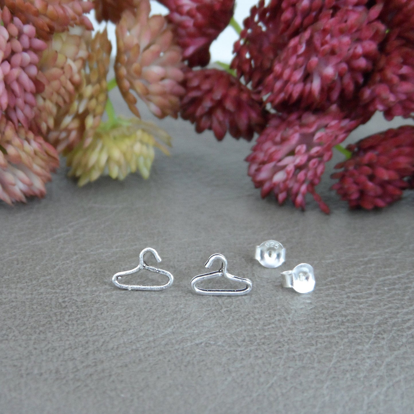 Tiny Clothes Hanger Earrings in Sterling Silver, Coat Hanger Earrings, Clothes Hanger Studs, Clothes Earrings, Clothes hanger Jewelry