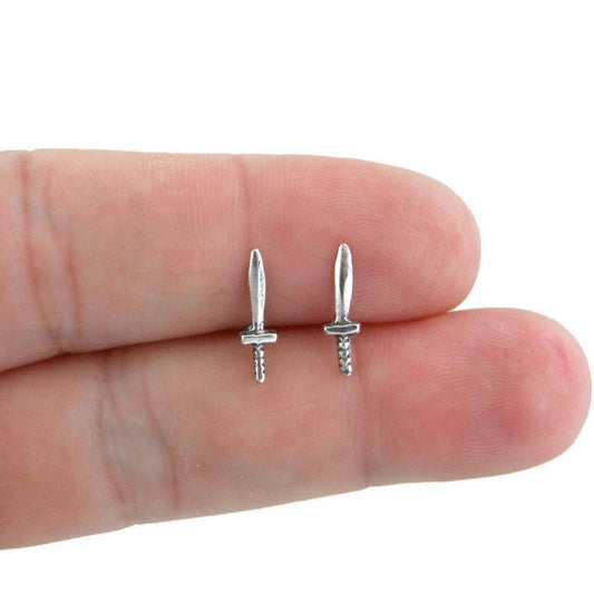 Tiny Dagger Earrings in Sterling Silver, Dagger Studs, Sword Earrings, Sword Knife Studs, Knife Jewelry, Sword Jewelry, Knife Studs