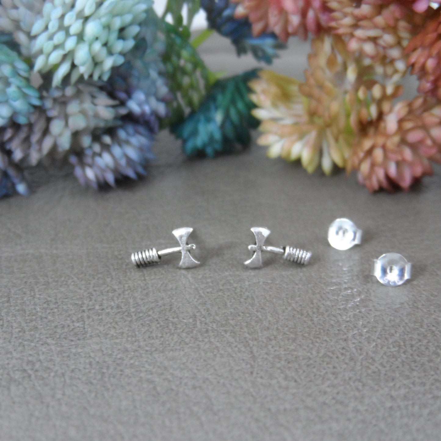 Tiny Axe Earrings in Sterling Silver, Axe Studs, Weapon Earrings, Sword Knife Studs, Knife Jewelry, Axe Jewelry, Tiny Axe Earrings