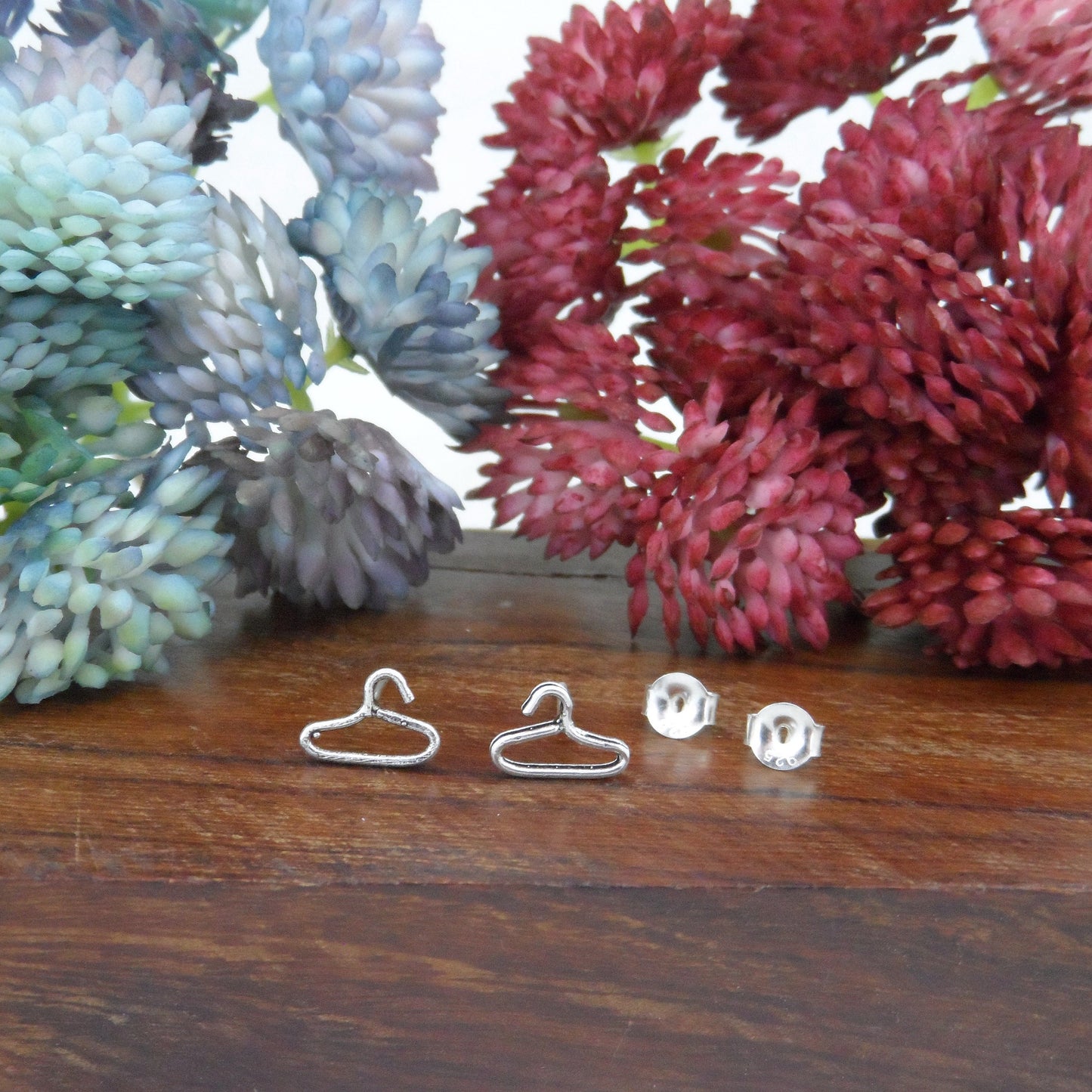 Tiny Clothes Hanger Earrings in Sterling Silver, Coat Hanger Earrings, Clothes Hanger Studs, Clothes Earrings, Clothes hanger Jewelry