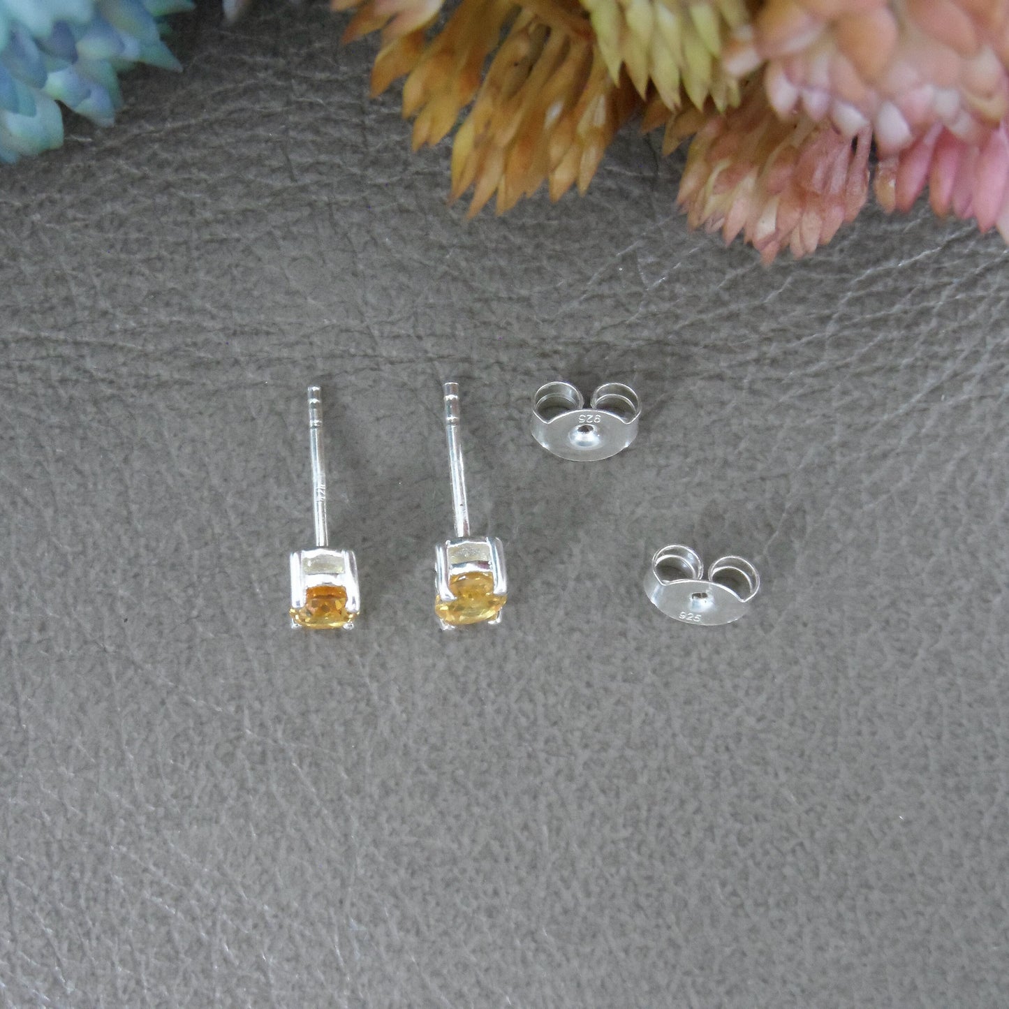 Citrine Oval Sterling Silver Stud Earrings