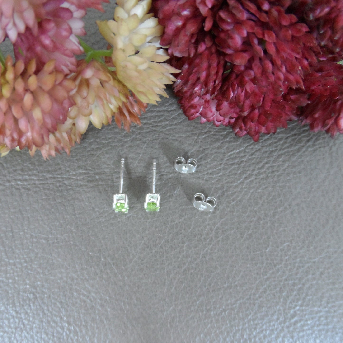 Peridot Oval Sterling Silver Earrings