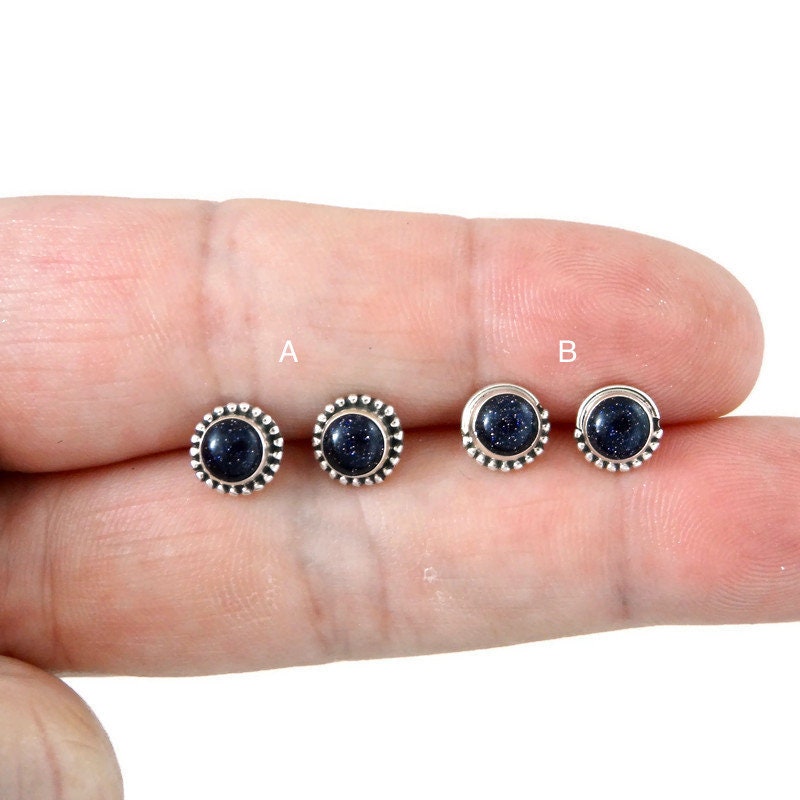 Black Sunburst Aventurine Earrings in Sterling Silver