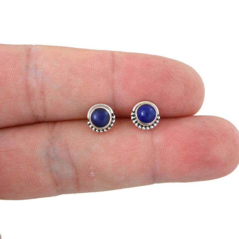 Lapis Lazuli Sunburst Earrings in Sterling Silver