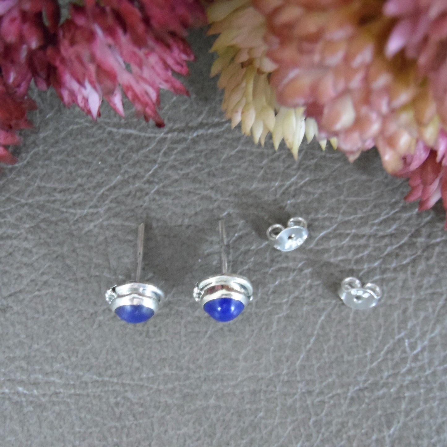 Lapis Lazuli Sunburst Earrings in Sterling Silver